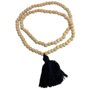 Wooden mala prayer beads with black tassel